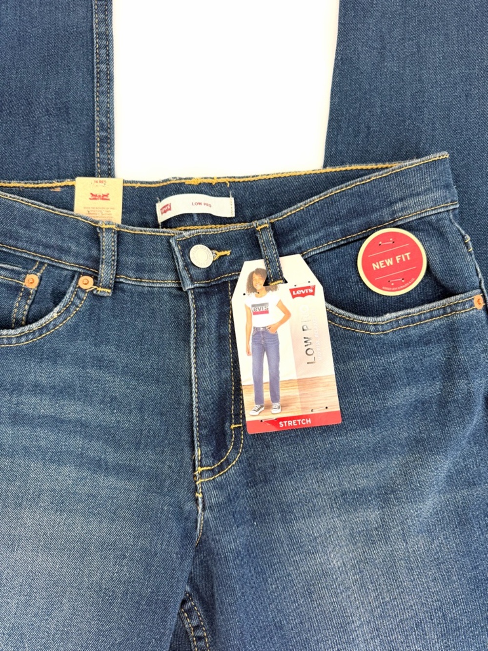 Levi’s Low Pro Jeans Girls 14 Reg Stretch Mid Rise Relaxed Straight Blue NW - Picture 5 of 14